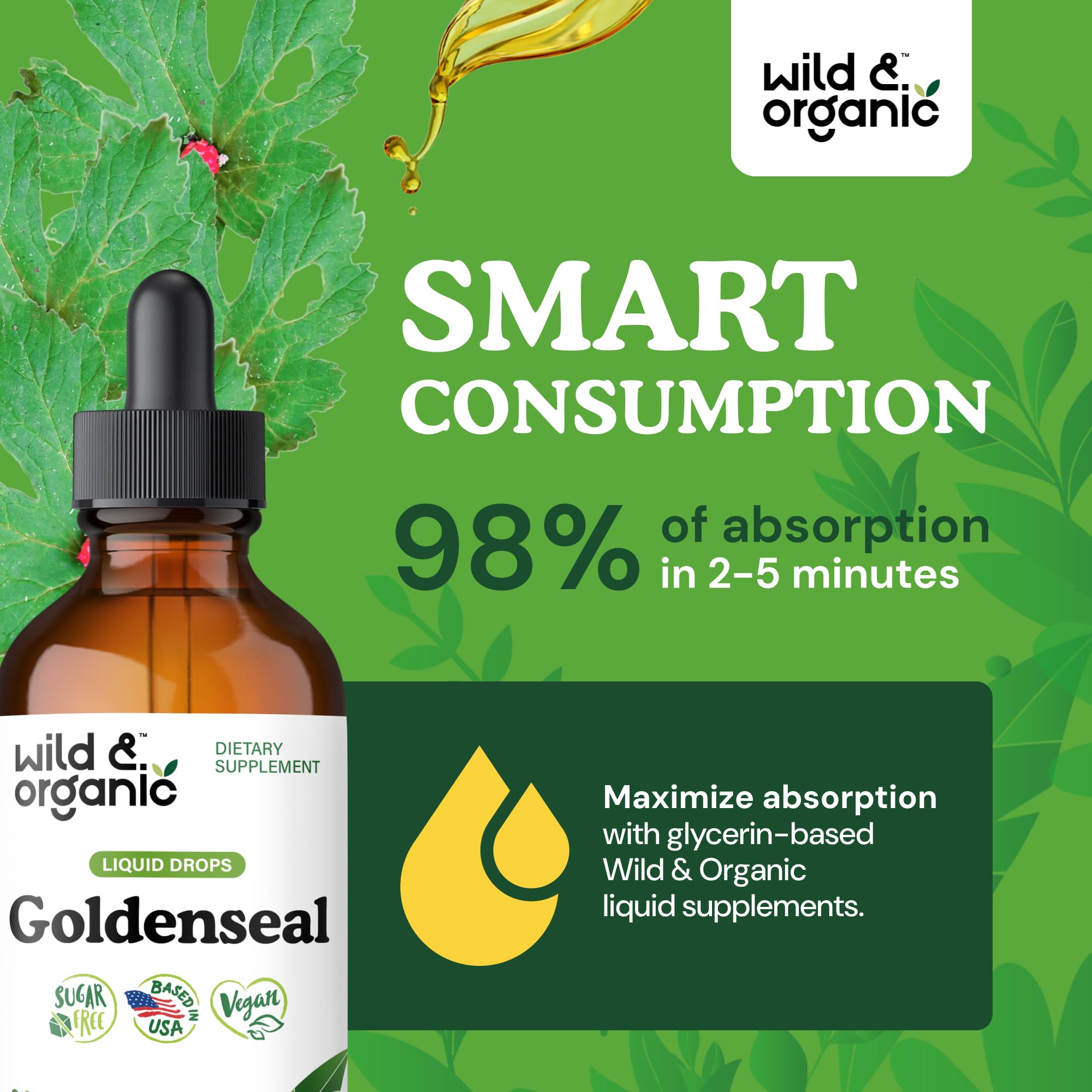 Wild & Organic Goldenseal Tincture 500mg back view