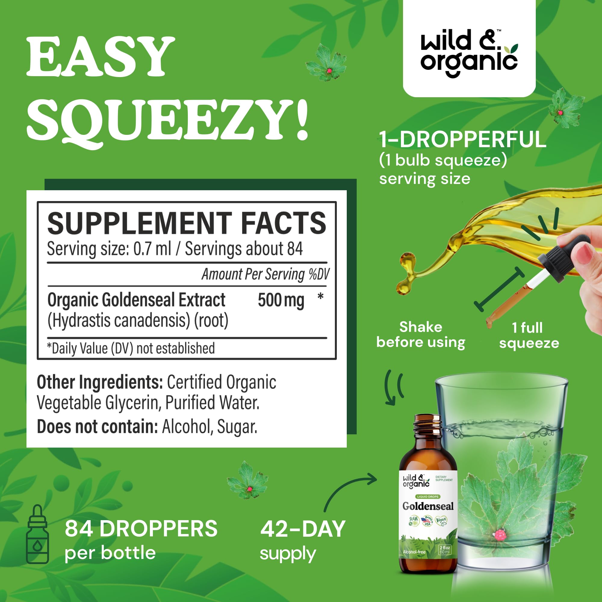Wild & Organic Goldenseal Tincture 500mg side view