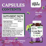 Wild & Organic Grape Seed Extract Capsules 400mg label close-up