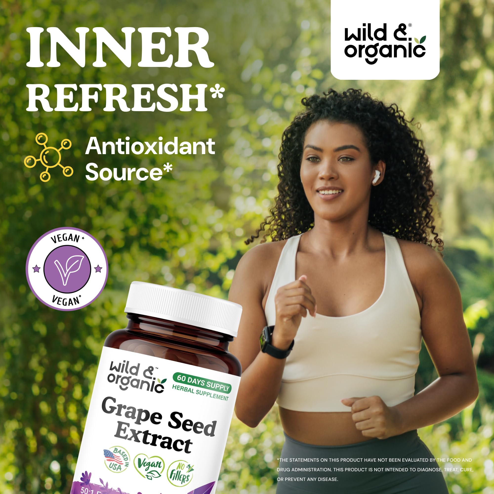 Wild & Organic Grape Seed Extract Capsules 400mg side view