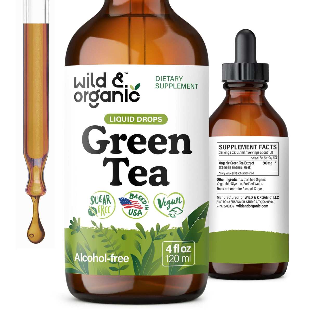 Wild & Organic Green Tea Extract Drops 4 fl. oz. front view