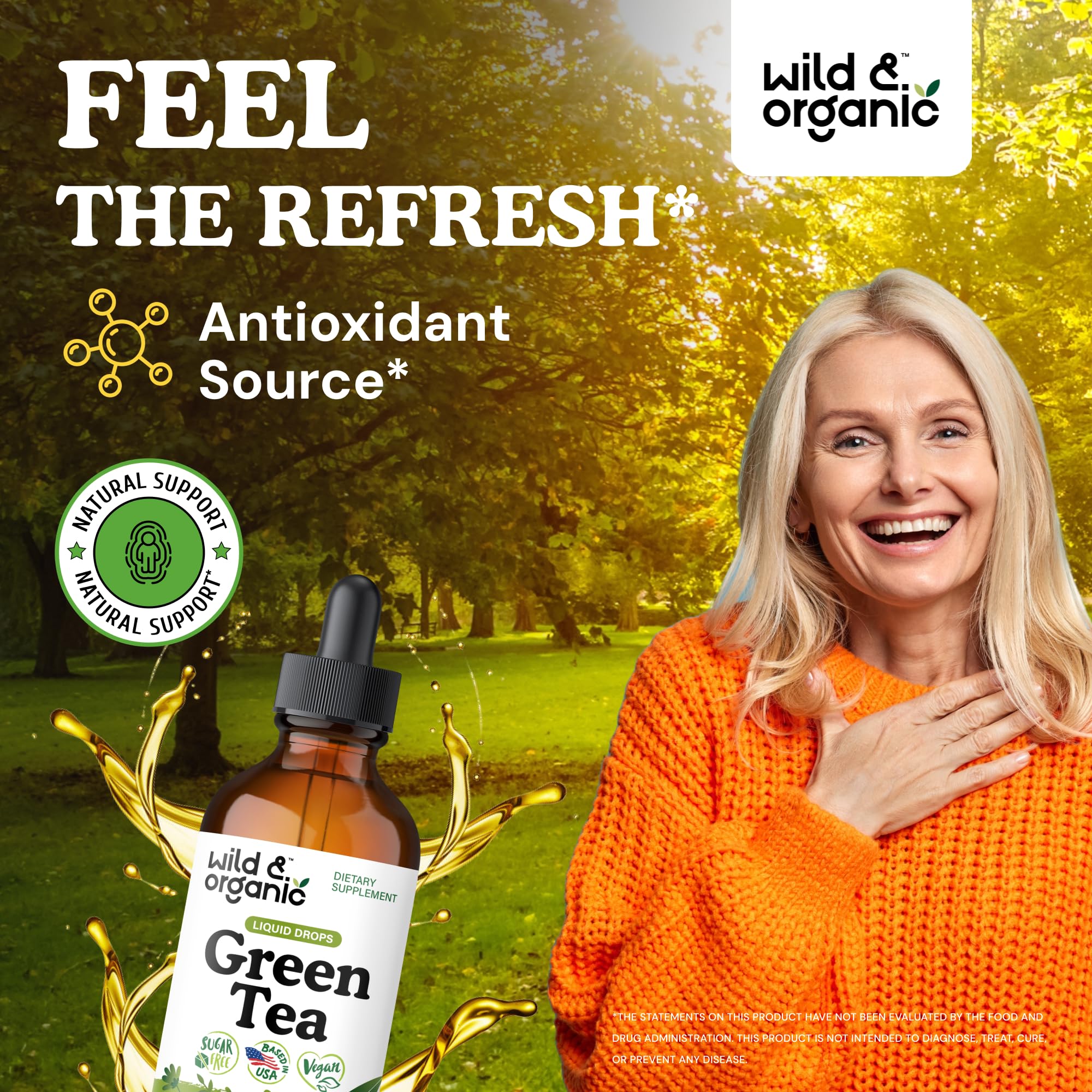 Wild & Organic Green Tea Extract Drops bottle with label