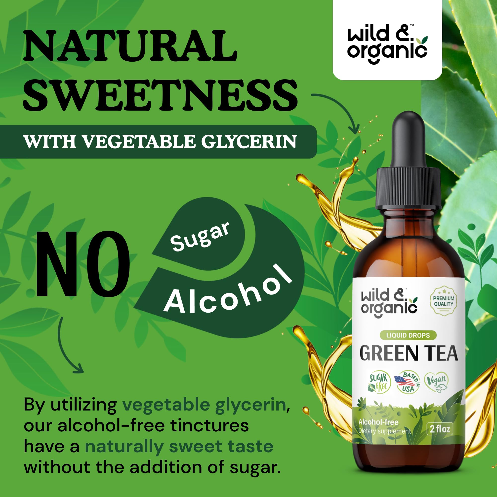 Wild & Organic Green Tea Extract Drops packaging side view