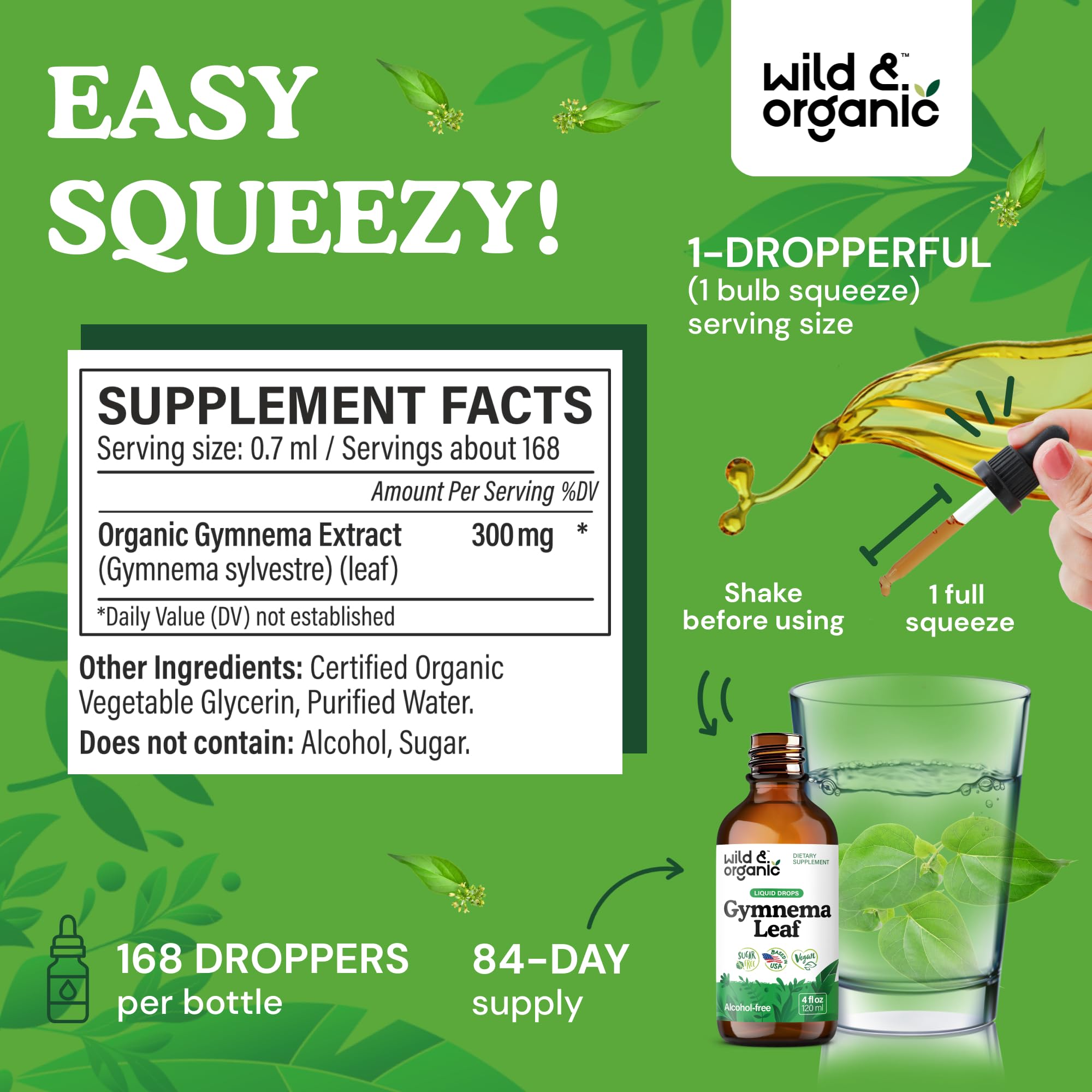 Wild & Organic Gymnema Sylvestre Drops 300mg serving size