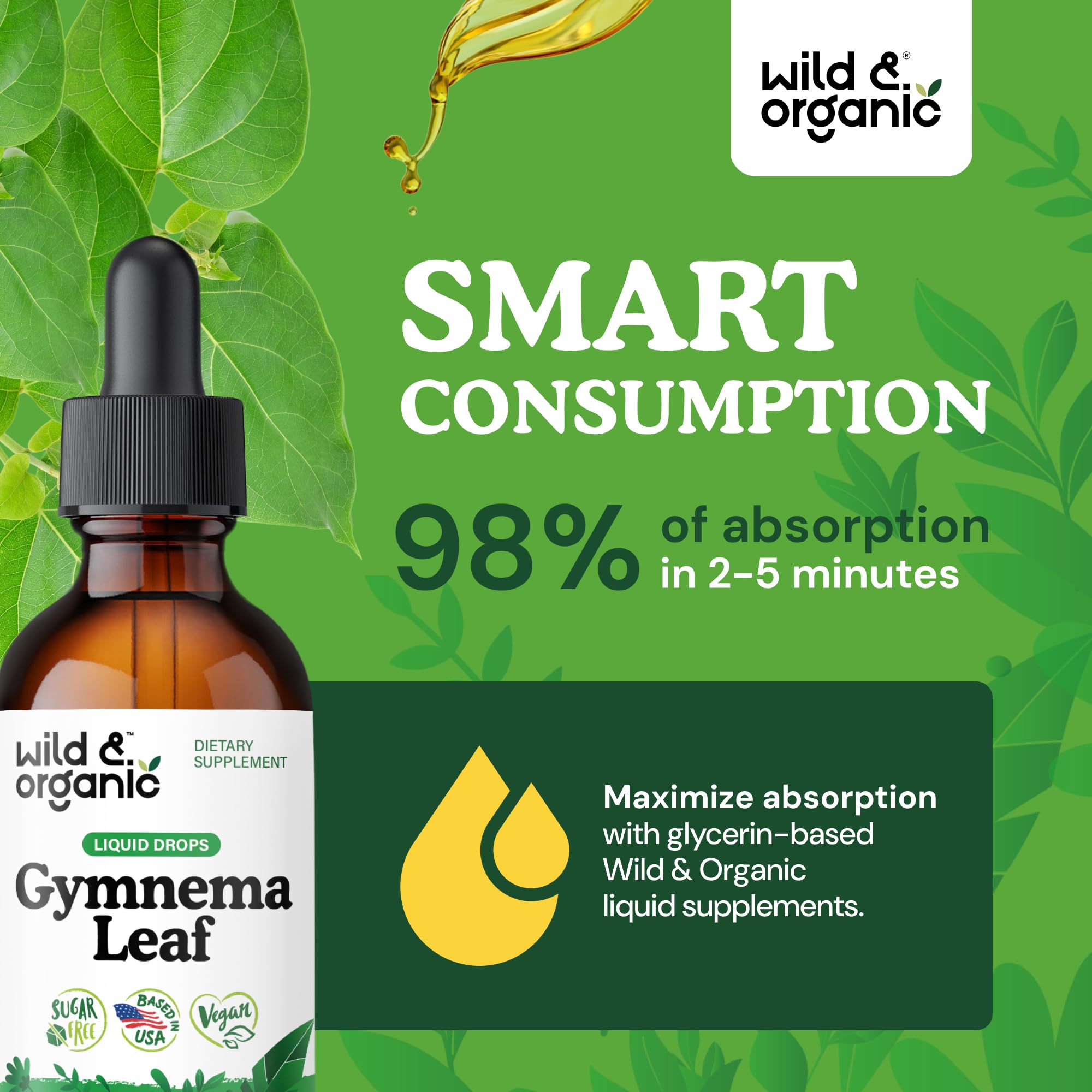 Wild & Organic Gymnema Sylvestre Tincture 300mg dropper