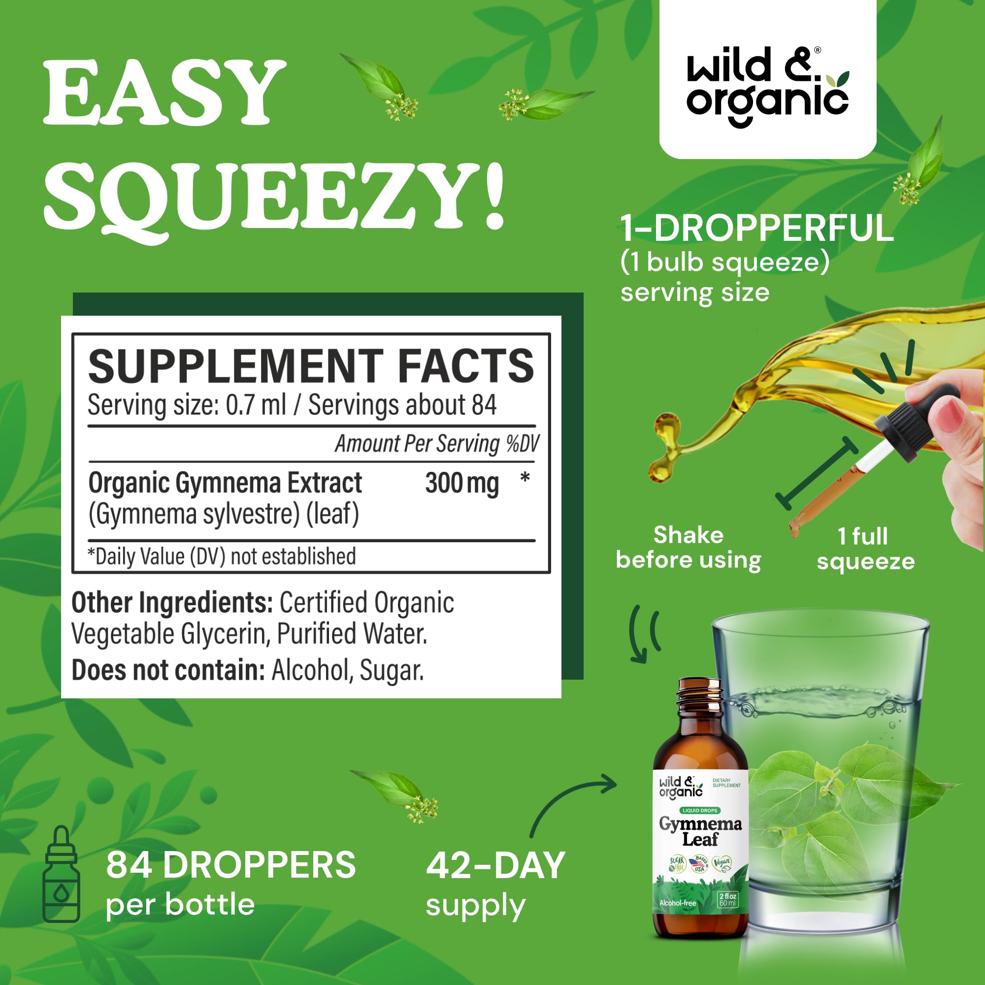 Wild & Organic Gymnema Sylvestre Tincture 300mg label close-up