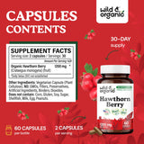 Wild & Organic Hawthorn Berry Capsules 1200mg bottle with label