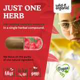 Wild & Organic Hawthorn Berry Capsules 1200mg close-up of capsules