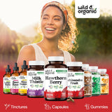 Wild & Organic Hawthorn Berry Capsules with a measuring spoon