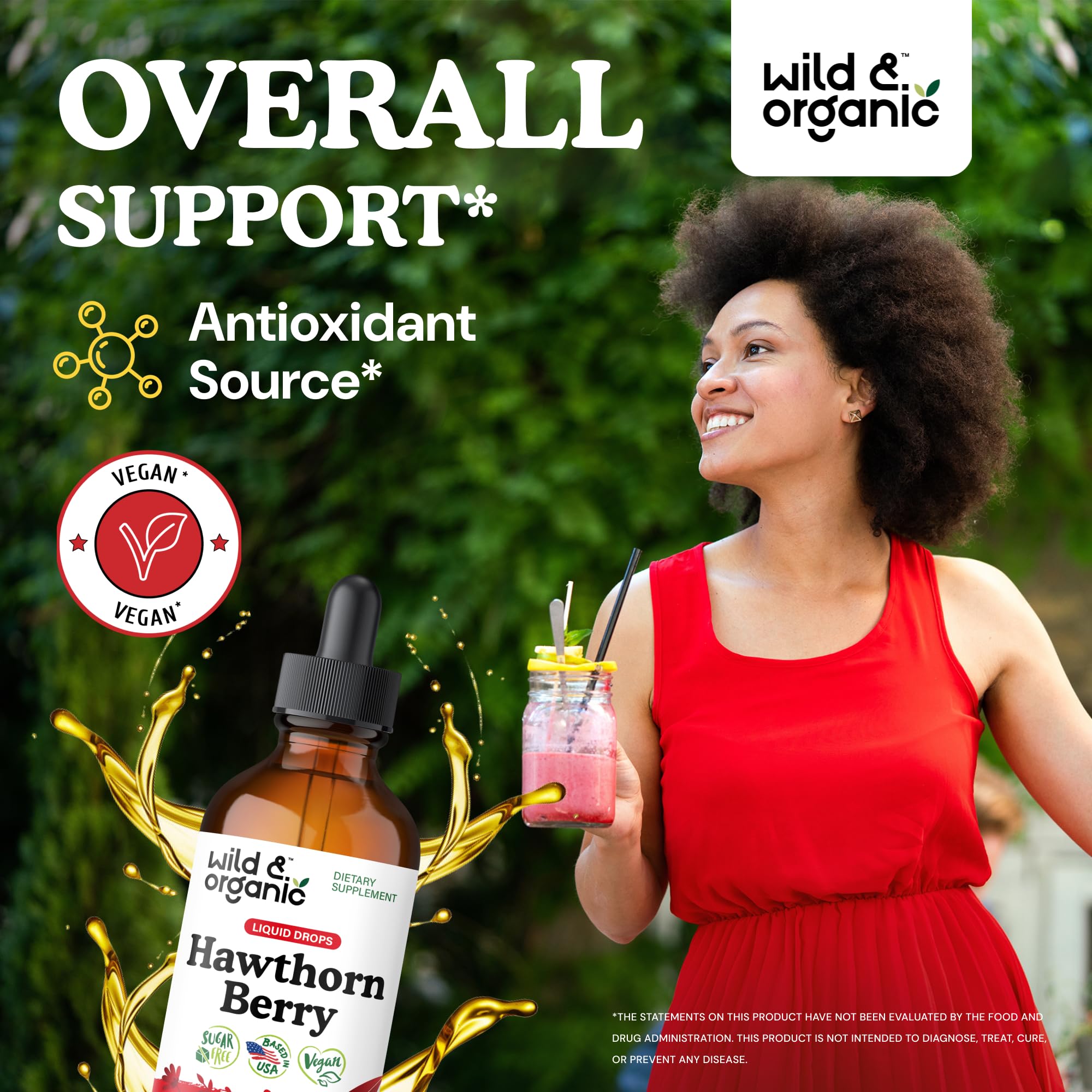 Wild & Organic Hawthorn Berry Extract bottle with dropper