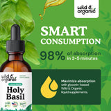 Wild & Organic Holy Basil Tincture 600mg bottle with dropper