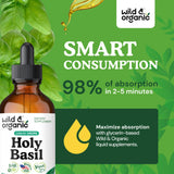 Wild & Organic Holy Basil Tincture with natural background