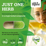 Wild & Organic Horsetail Herb Capsules 800mg on a wooden table