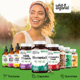 Wild & Organic Horsetail Herb Capsules 800mg with a measuring spoon