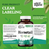 Wild & Organic Horsetail Herb Capsules showing the label details