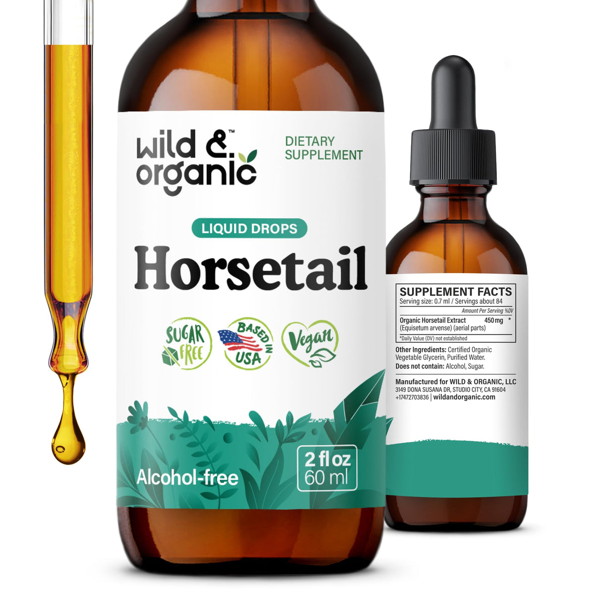 Wild & Organic Horsetail Liquid Extract 2 fl. oz. front view