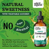 Wild & Organic Horsetail Liquid Extract on a wooden table