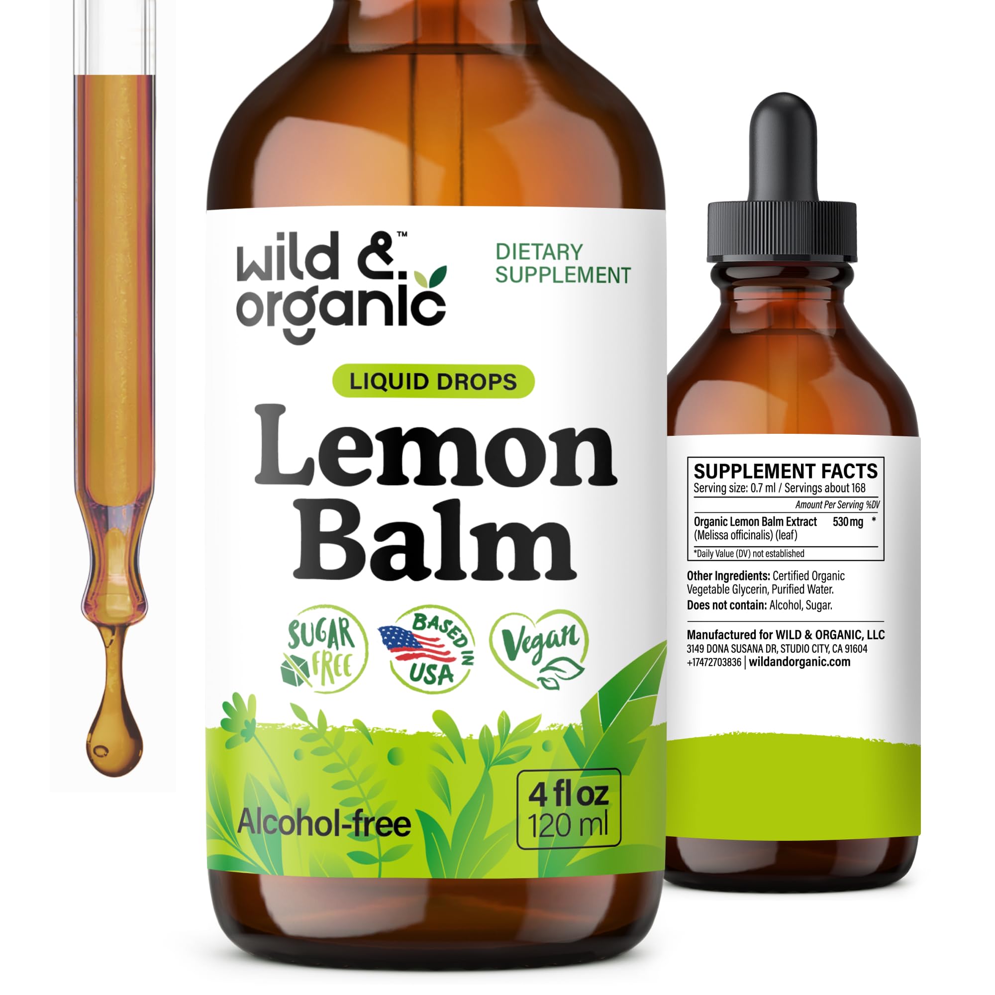 Wild & Organic Lemon Balm Tincture 4 fl. oz. front view