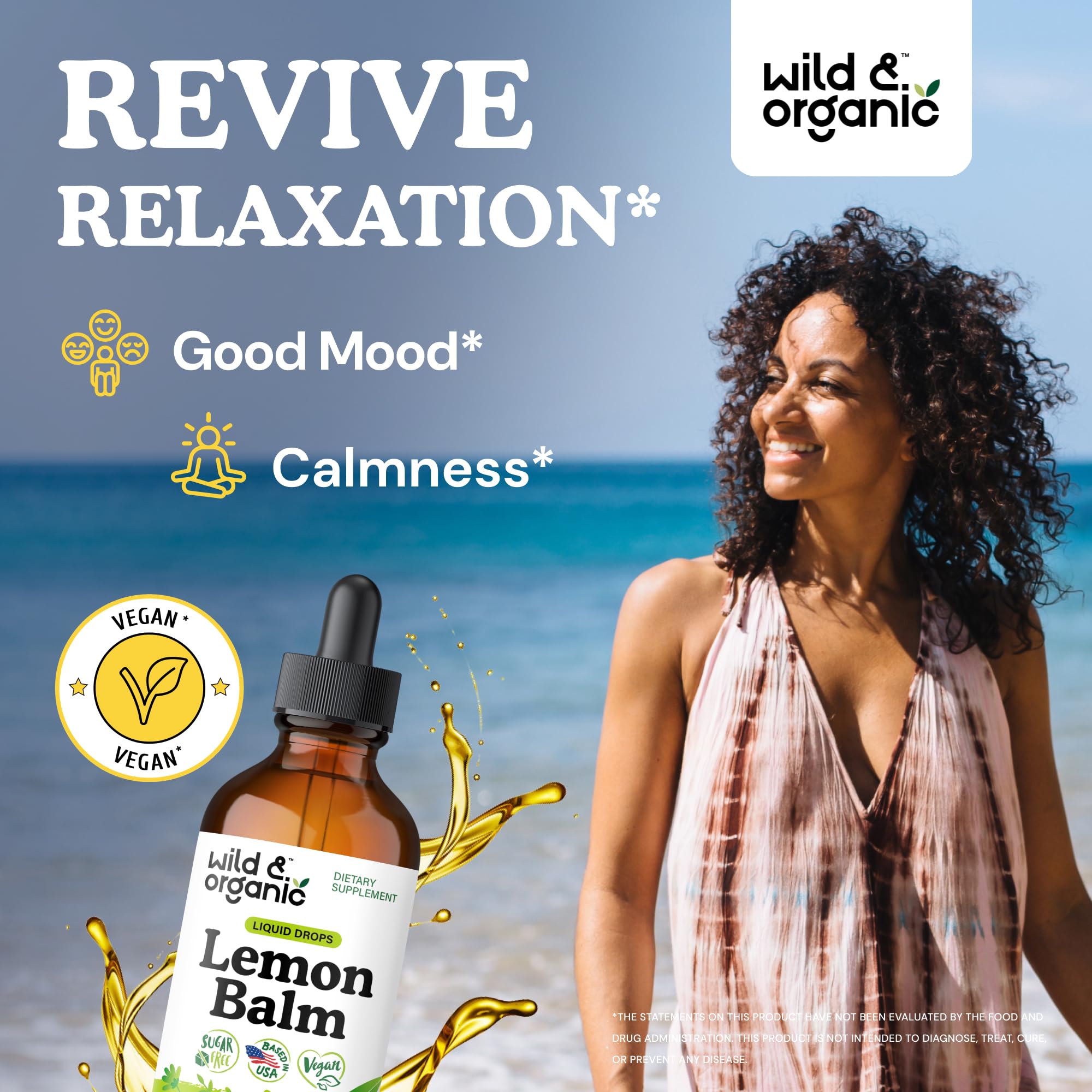 Wild & Organic Lemon Balm Tincture bottle with dropper