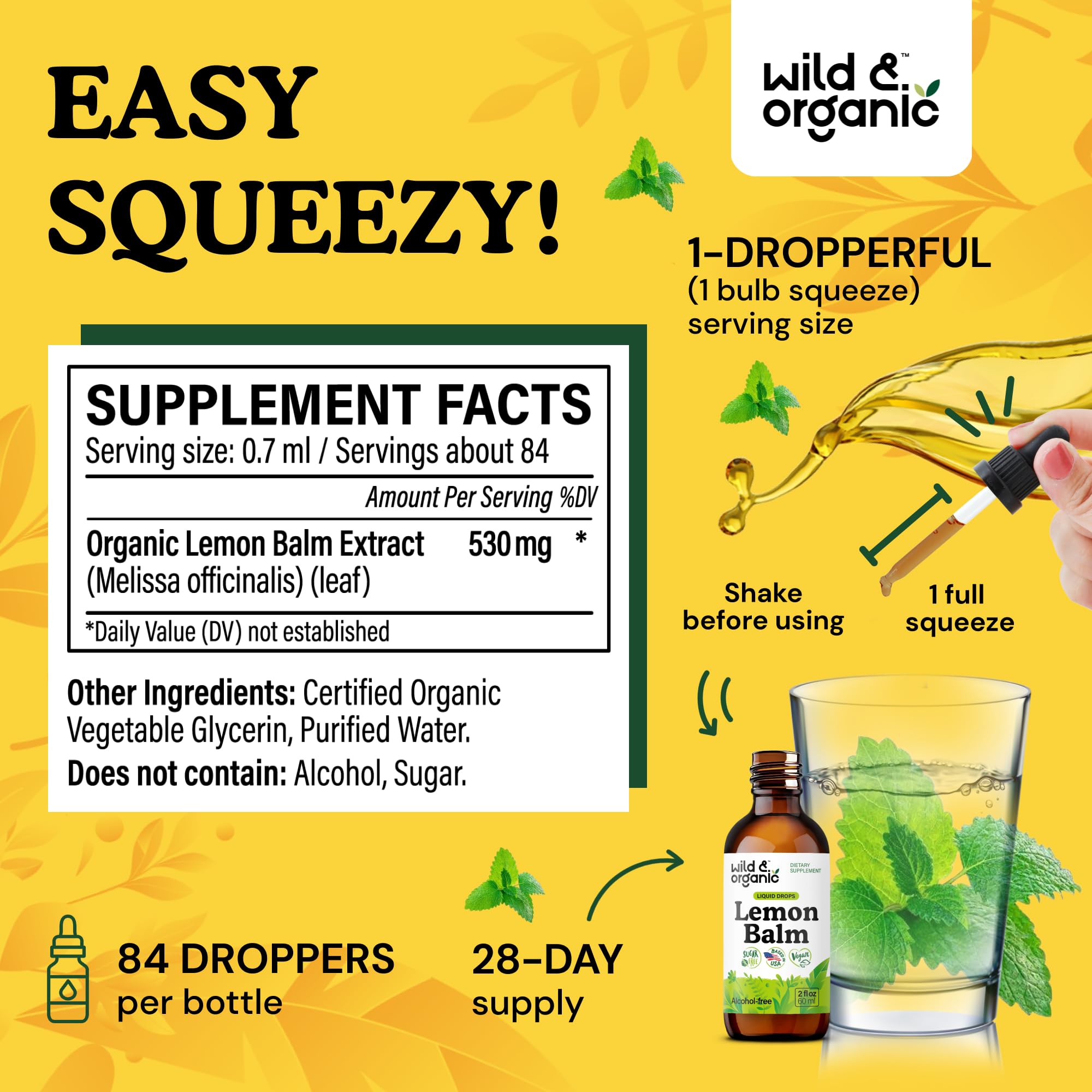 Wild & Organic Lemon Balm Tincture ingredients list