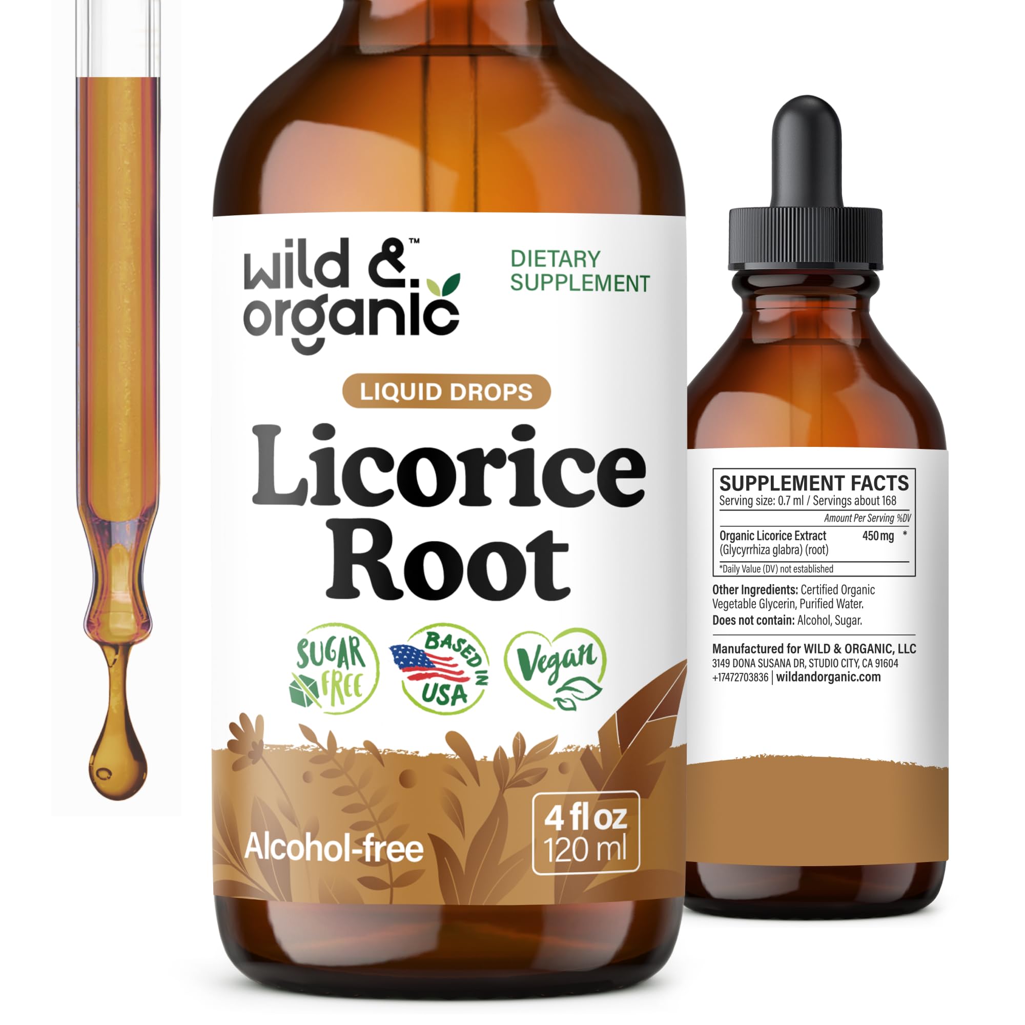 Wild & Organic Licorice Root Tincture 4 fl. oz. front view