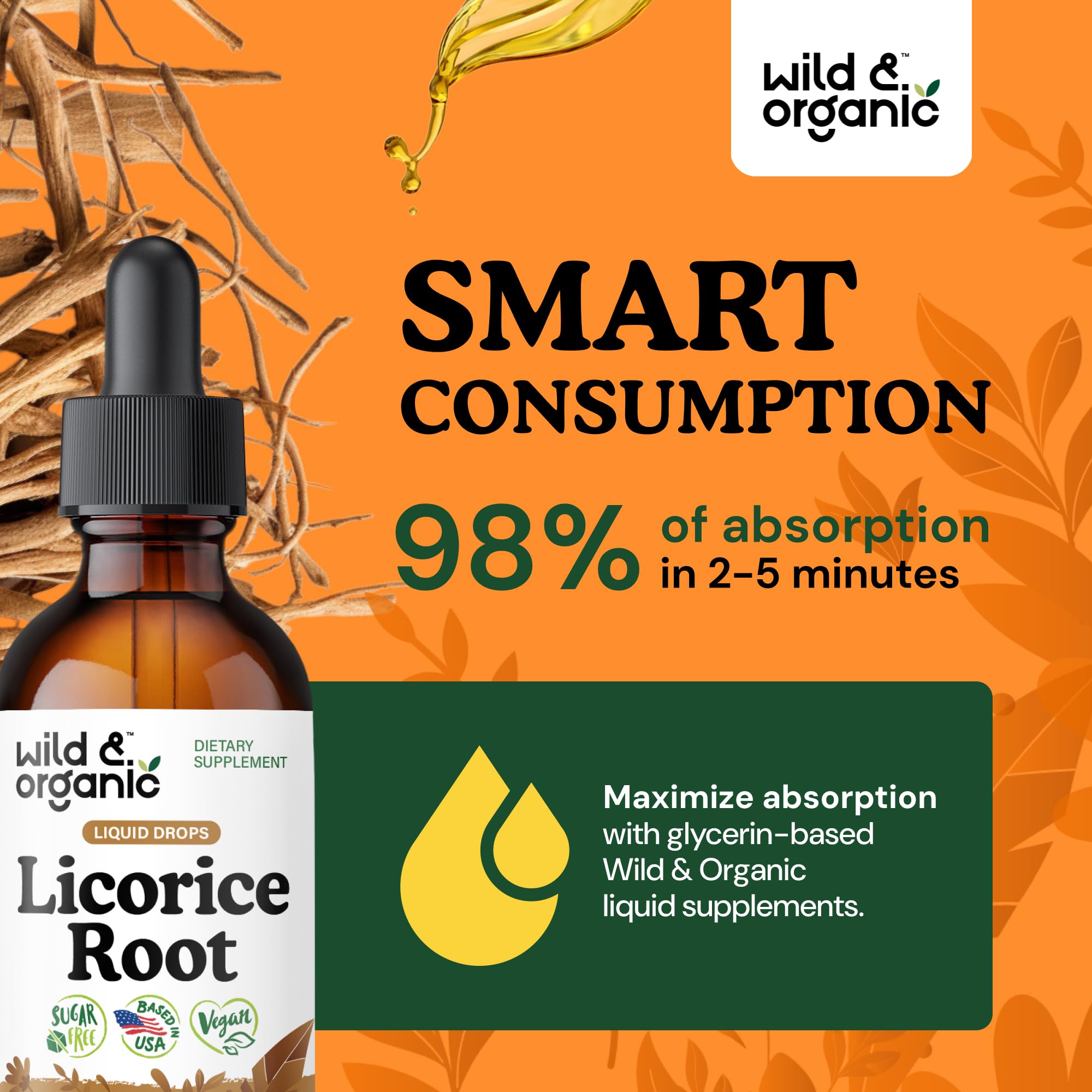 Wild & Organic Licorice Root Tincture 450mg with dropper