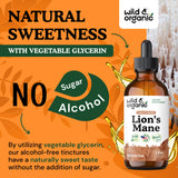Wild & Organic Lion's Mane Mushroom Drops on wooden table