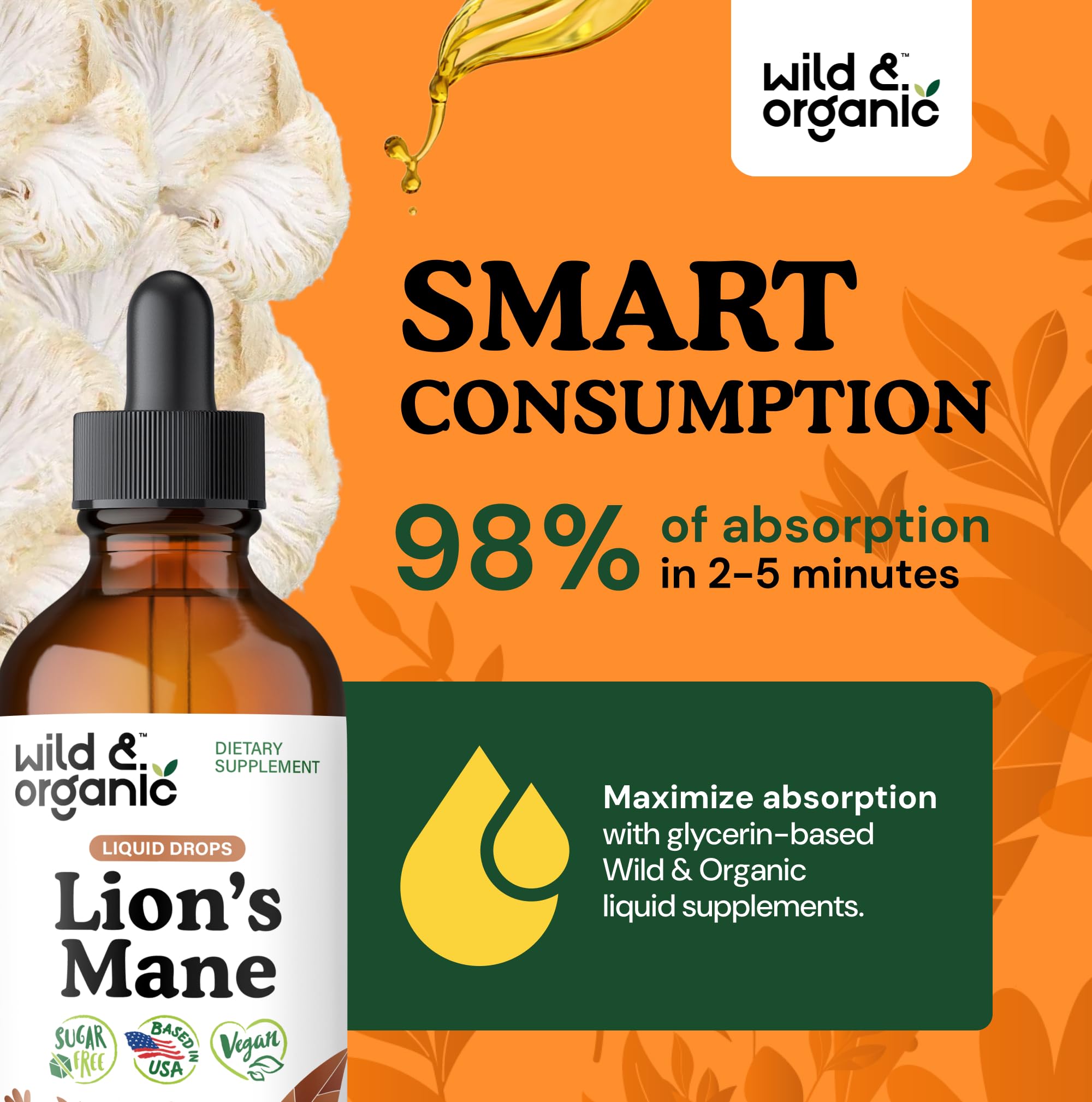 Wild & Organic Lion's Mane Mushroom Drops packaging