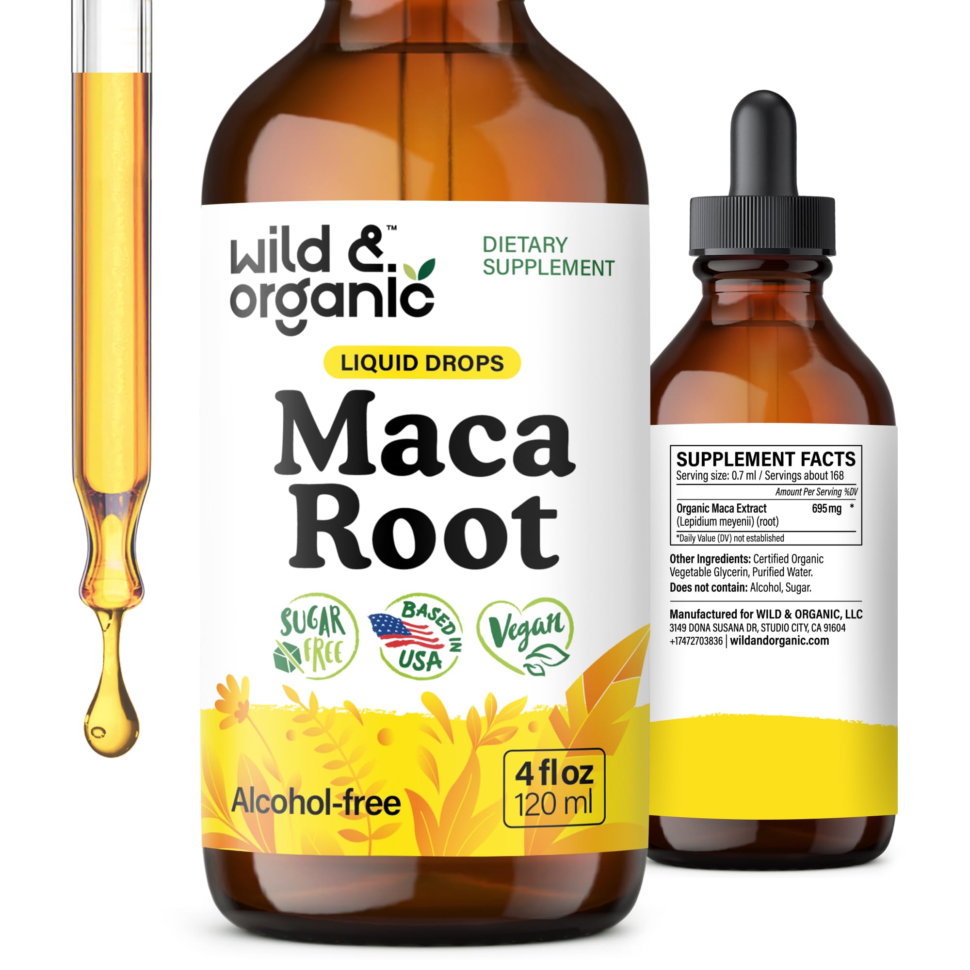 Wild & Organic Maca Root Tincture 4 fl. oz. front view
