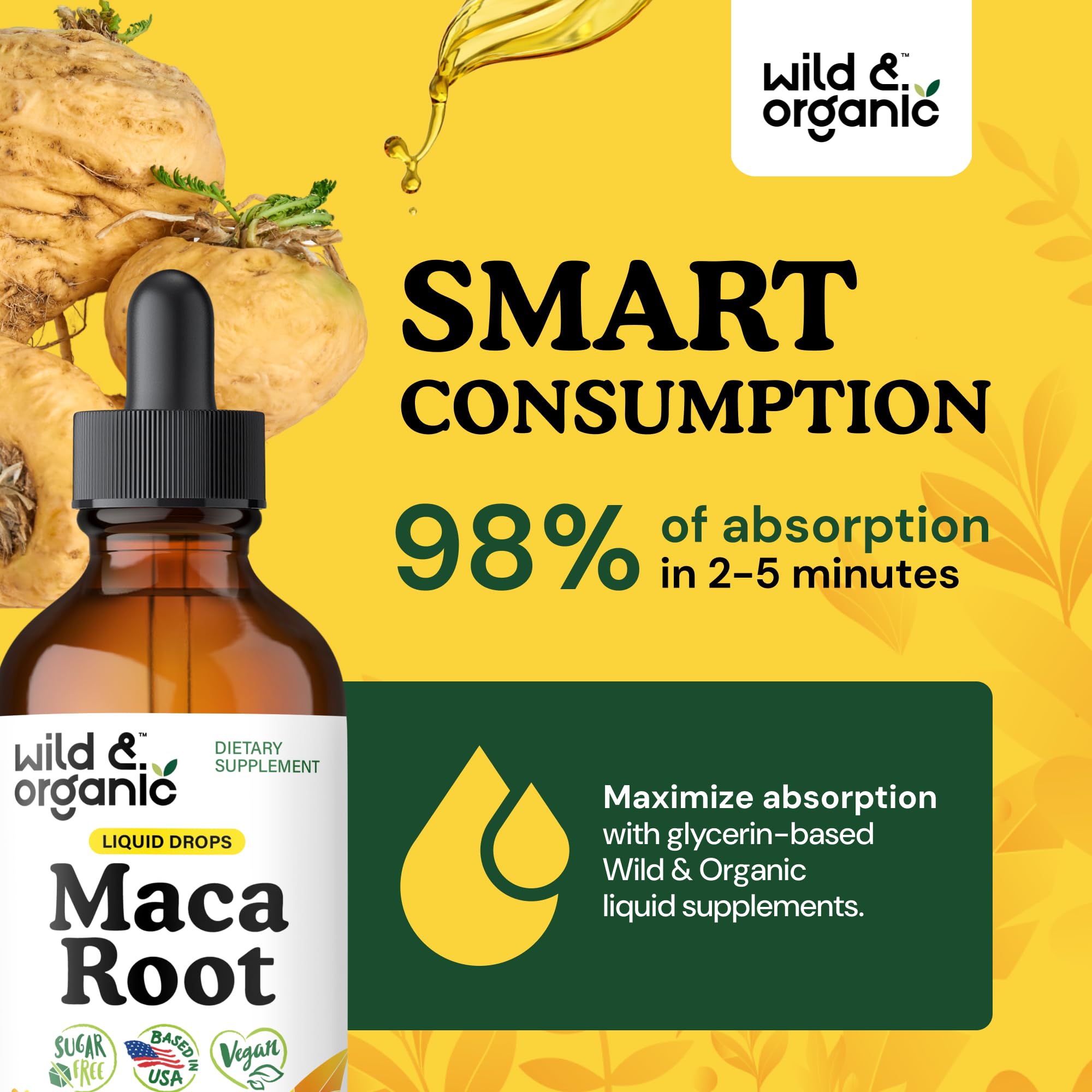 Wild & Organic Maca Root Tincture with natural ingredients