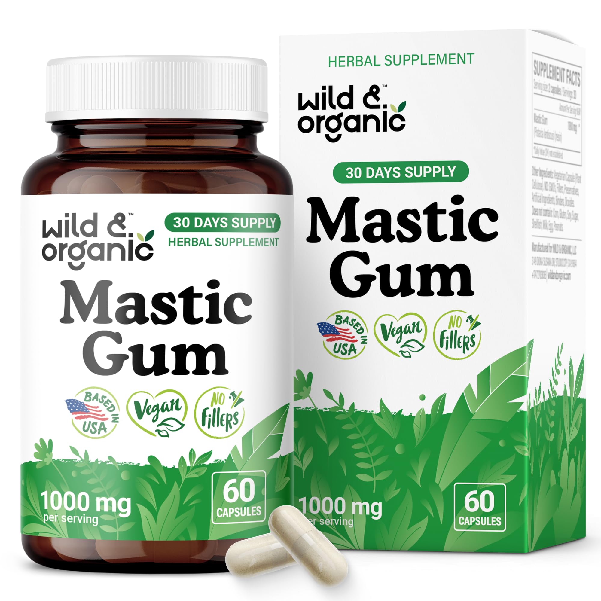 Wild & Organic Mastic Gum Capsules 1000mg front view