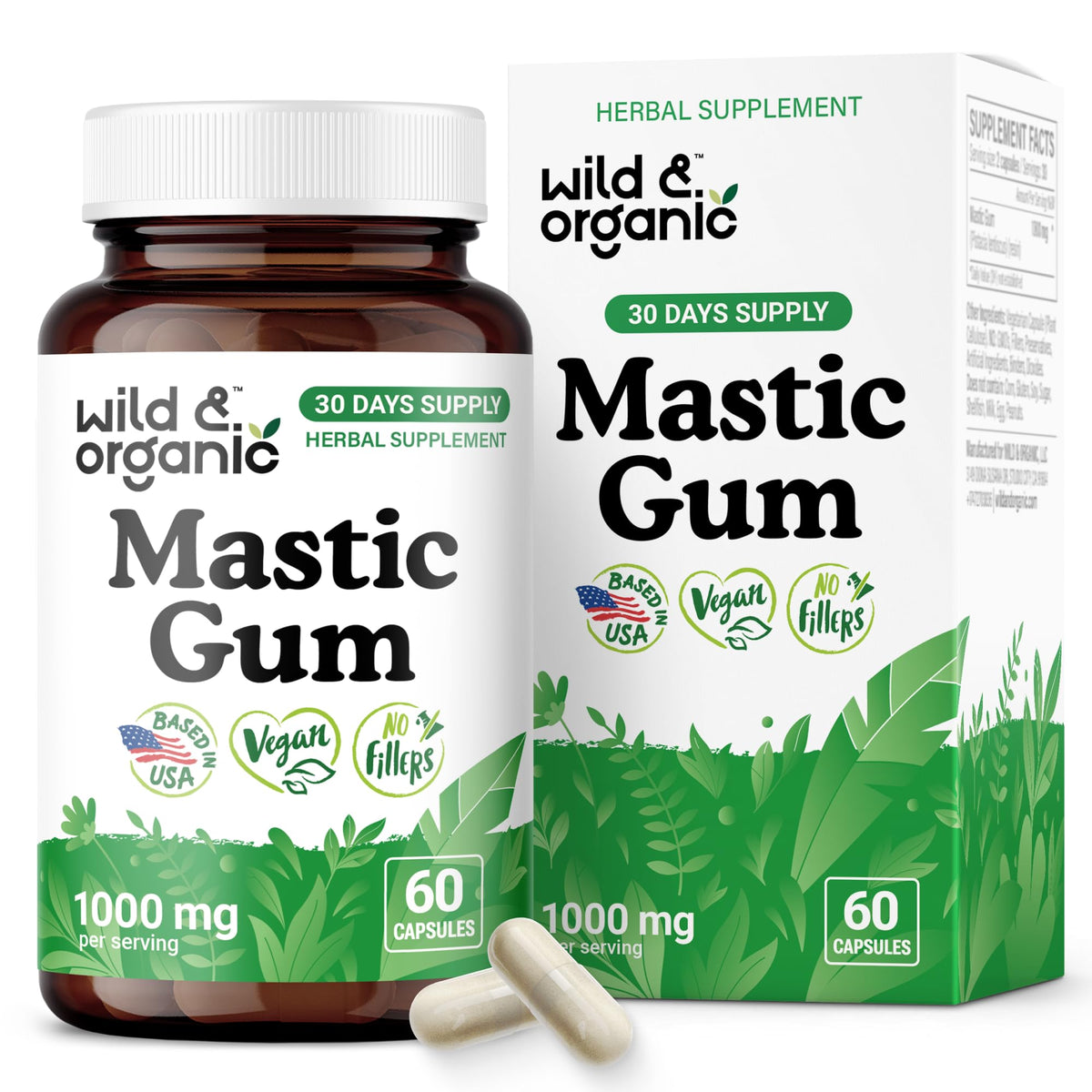 Wild & Organic Mastic Gum Capsules 1000mg front view