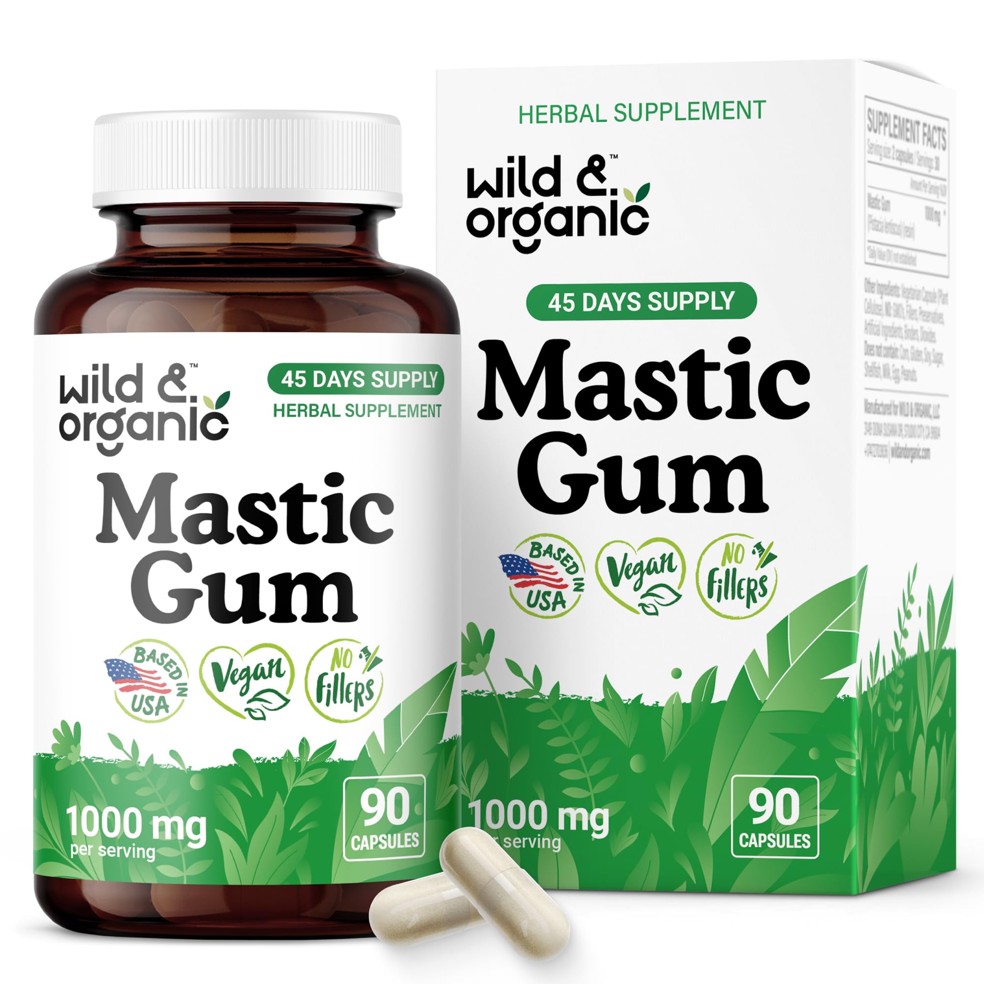 Wild & Organic Mastic Gum Capsules 1000mg front view