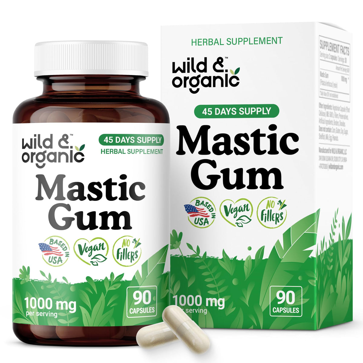 Wild & Organic Mastic Gum Capsules 1000mg front view