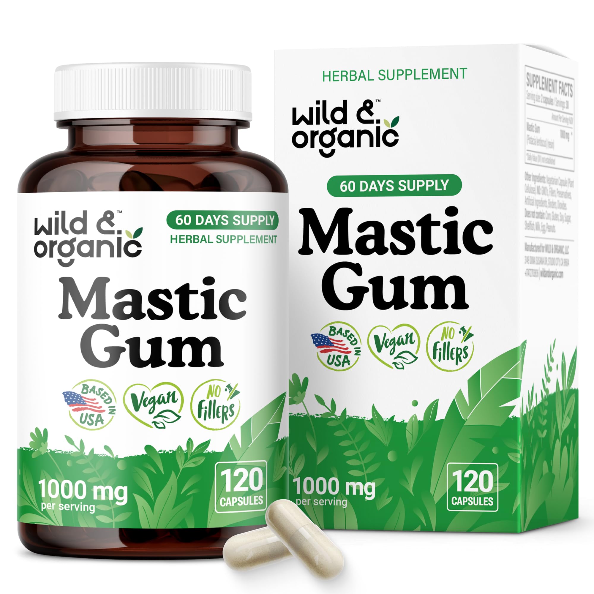Wild & Organic Mastic Gum Capsules bottle front view