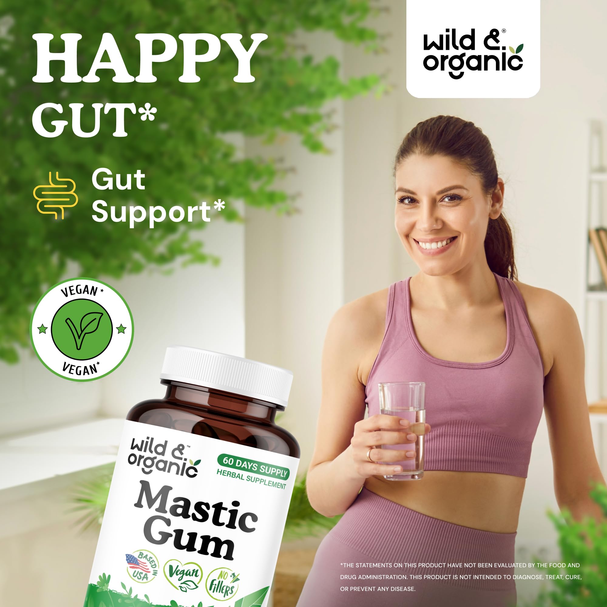 Wild & Organic Mastic Gum Capsules side view showing label