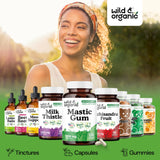 Wild & Organic Mastic Gum Capsules with ingredients list on packaging
