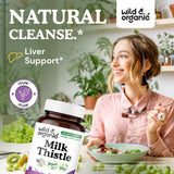 Wild & Organic Milk Thistle Capsules 1000mg side view showing capsule details