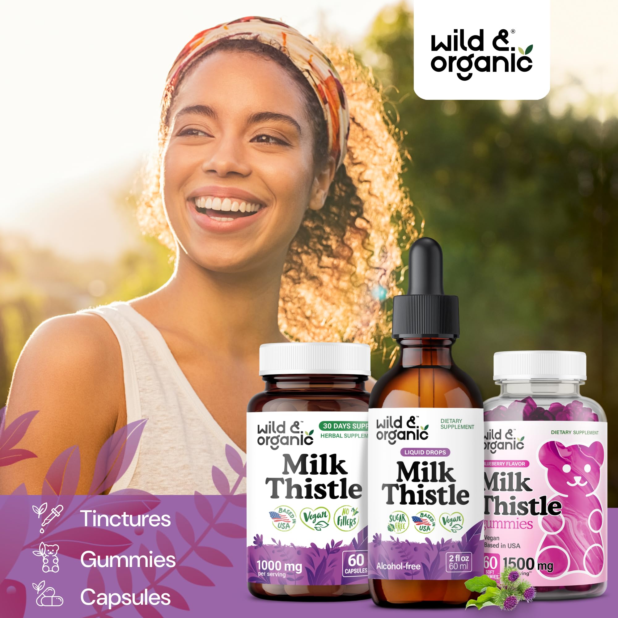 Wild & Organic Milk Thistle Supplement 2 fl. oz. bottle