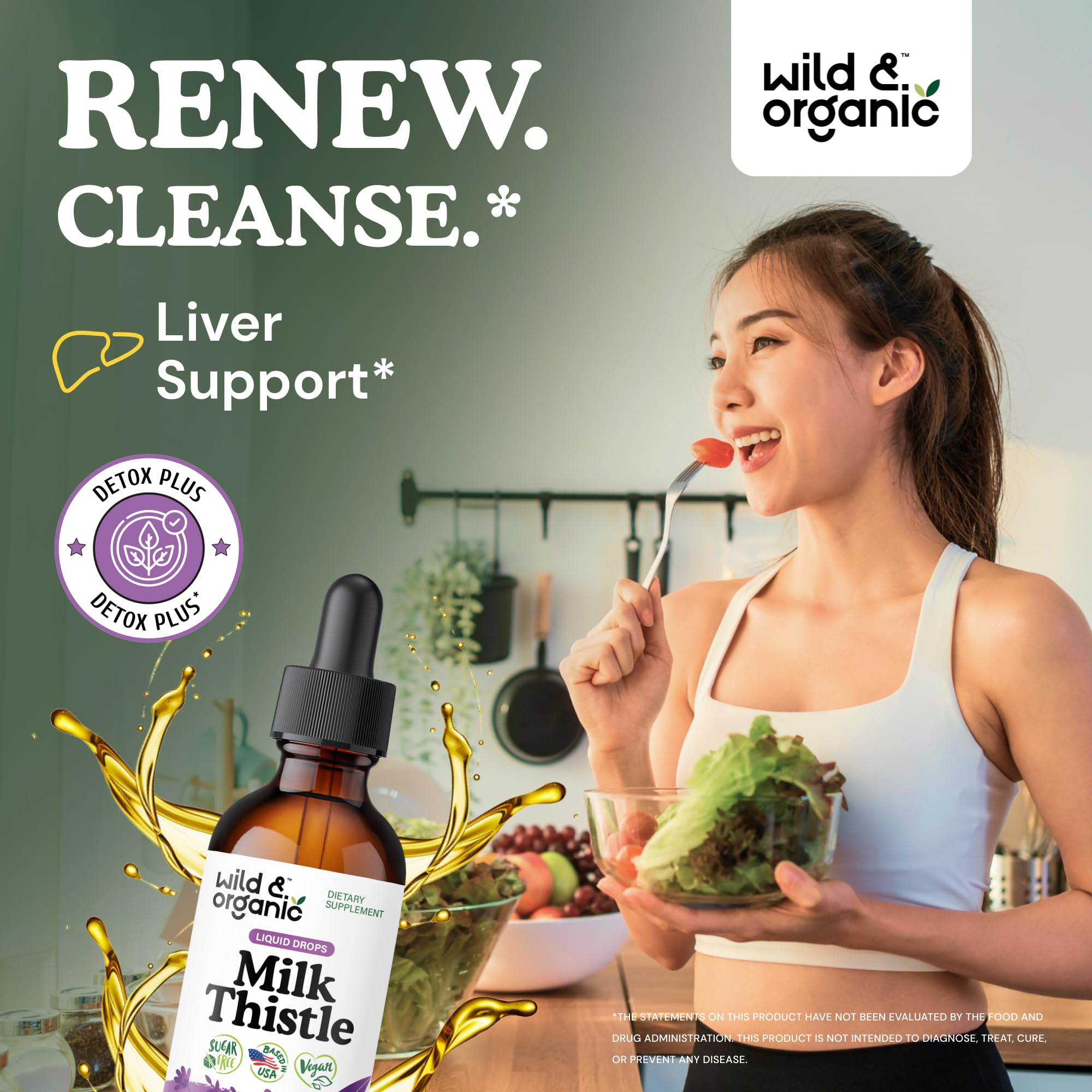 Wild & Organic Milk Thistle Supplement bottle with label