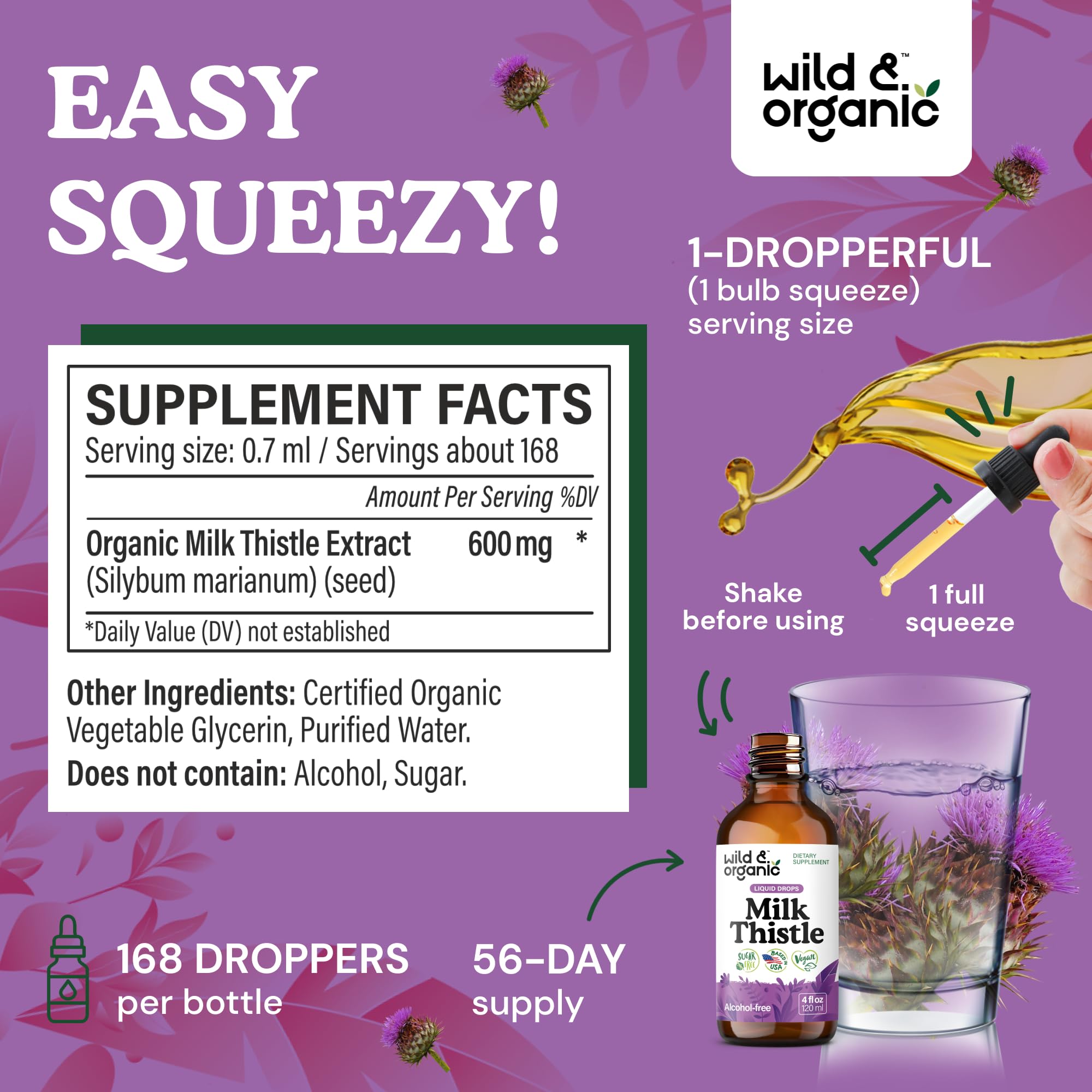 Wild & Organic Milk Thistle Supplement dropper close-up
