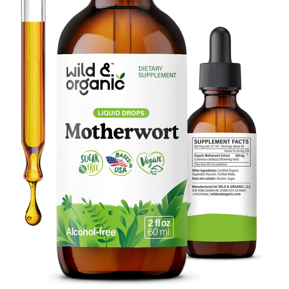 Wild & Organic Motherwort Tincture 2 fl. oz. front view