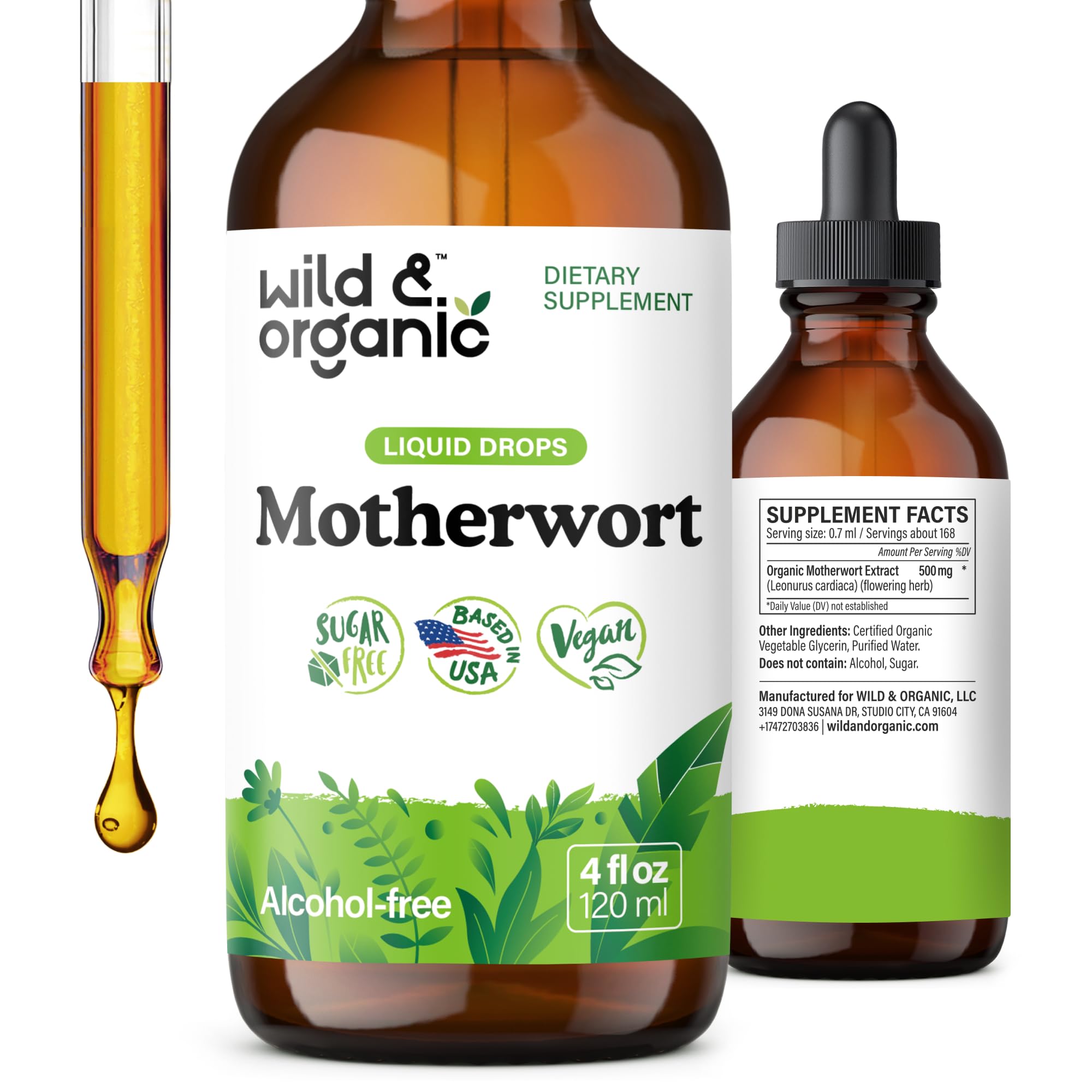 Wild & Organic Motherwort Tincture 4 fl. oz. front view
