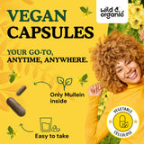 Wild & Organic Mullein Leaf Capsules 400mg on a clean surface