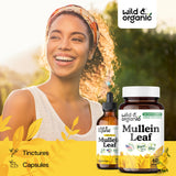 Wild & Organic Mullein Leaf Capsules 400mg showing capsule size