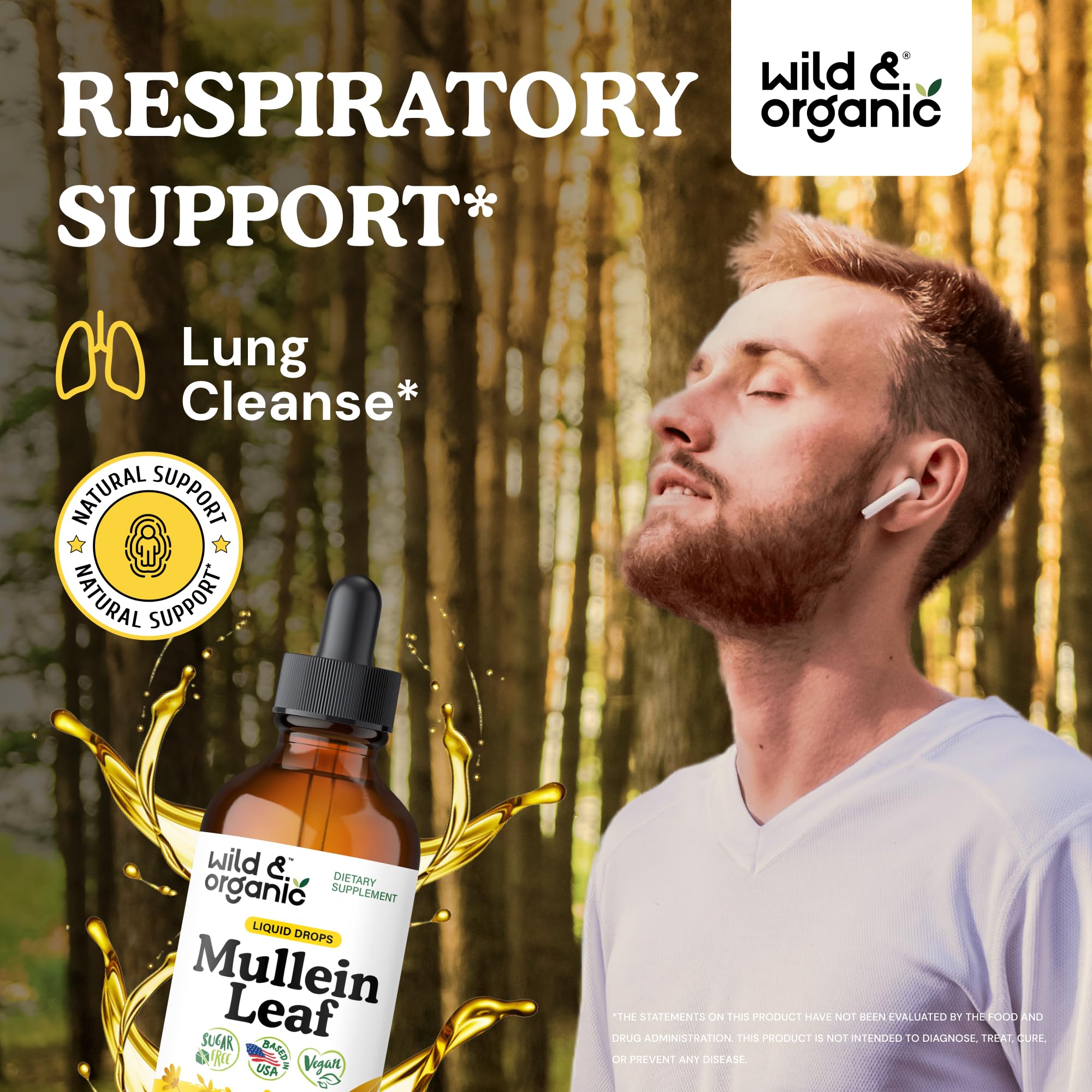 Wild & Organic Mullein Leaf Drops bottle with label