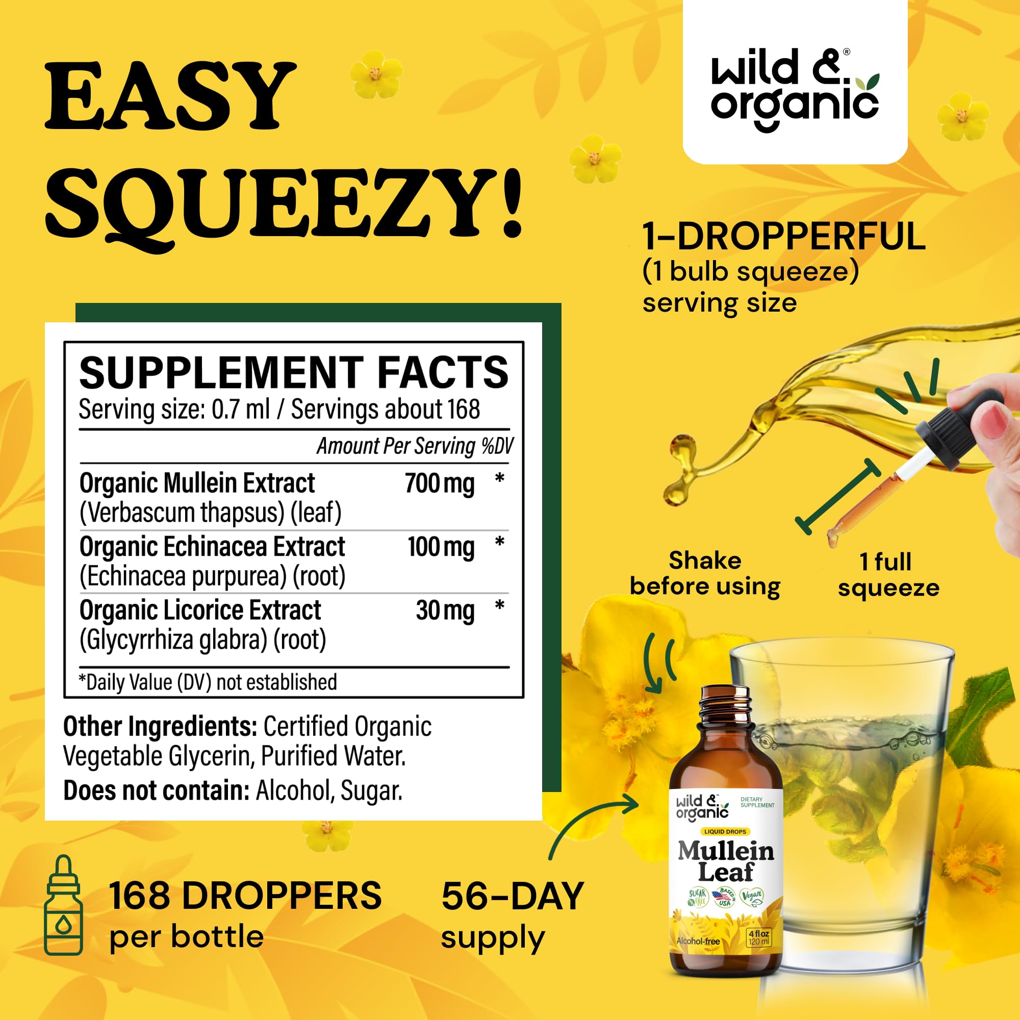 Wild & Organic Mullein Leaf Drops dropper close-up