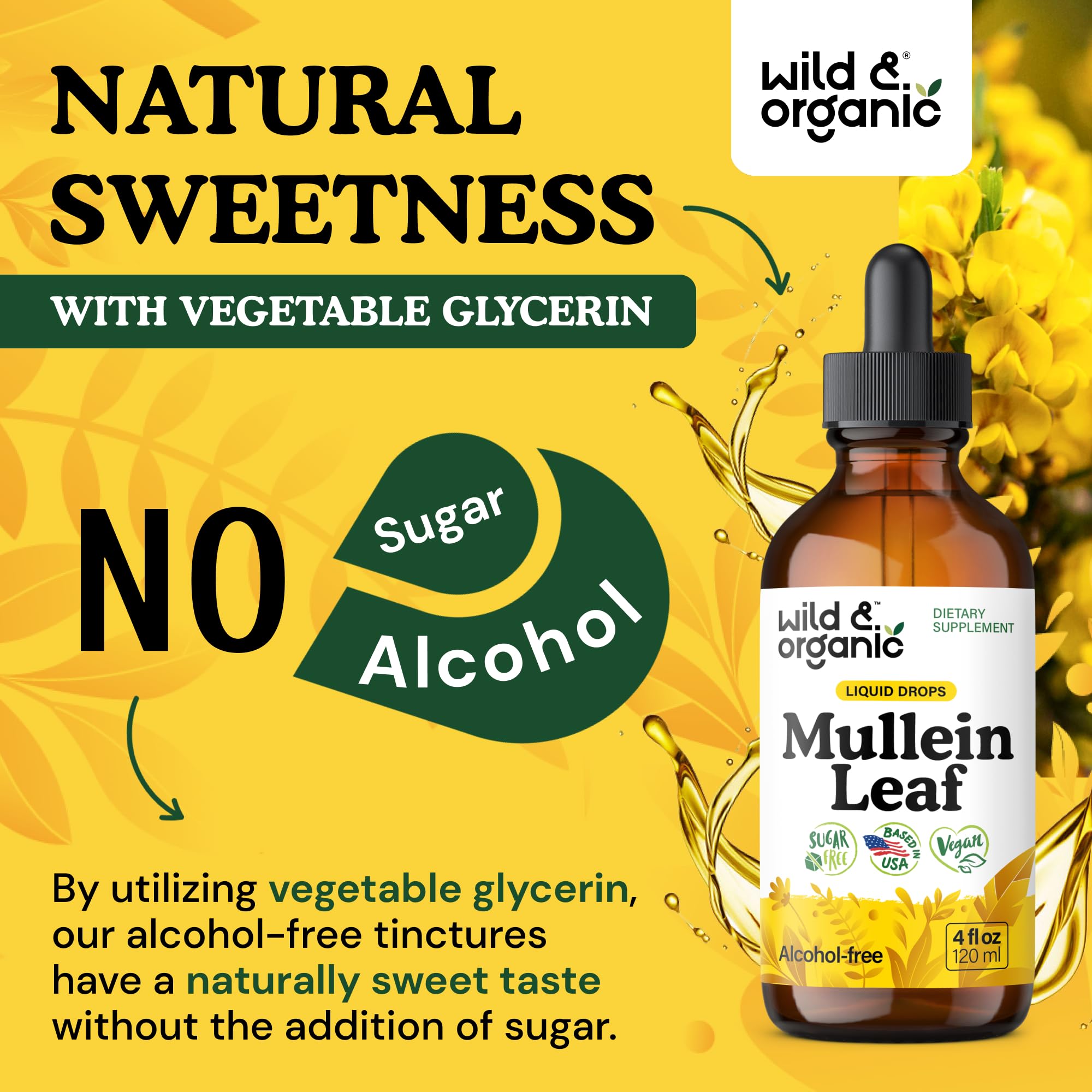 Wild & Organic Mullein Leaf Drops packaging side view