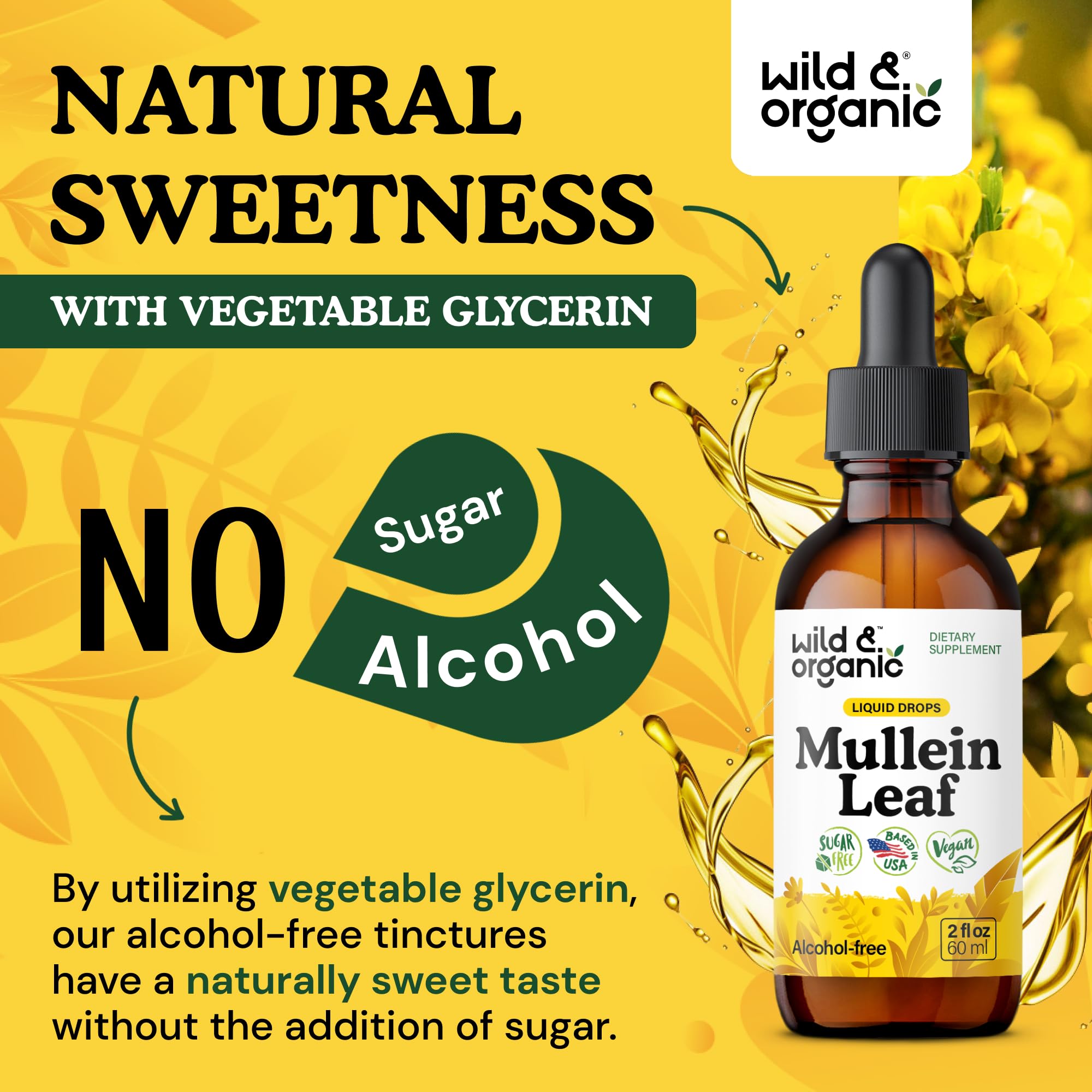 Wild & Organic Mullein Leaf Extract Tincture back view