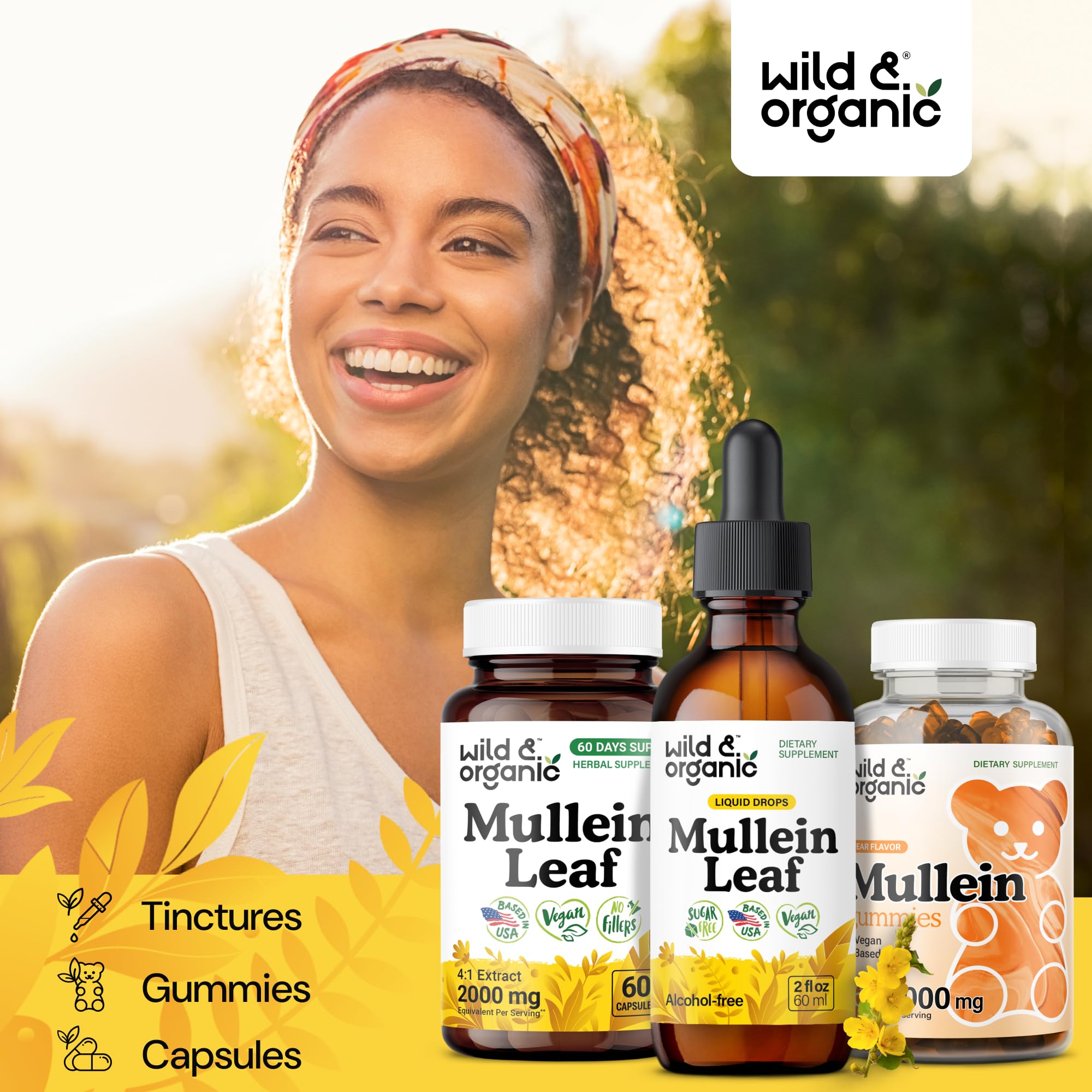 Wild & Organic Mullein Leaf Extract Tincture packaging details